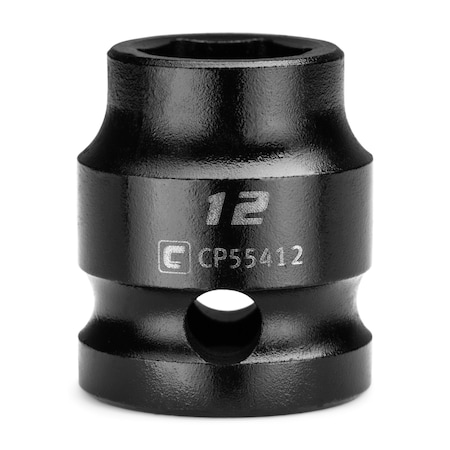 Capri Tools 1/2 in Drive 12 mm 6-Point Metric Stubby Impact Socket CP55412